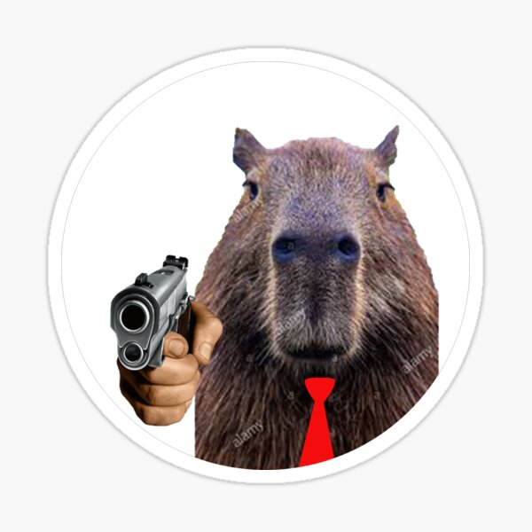 a capybara meme with gun